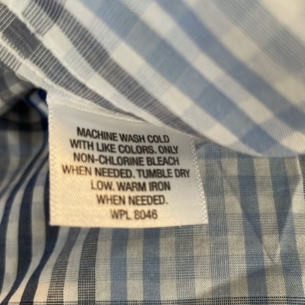 Tasso Elba Navy White Light Blue Plaid Button Down Long Sleeve Shirt Size Large - Picture 5 of 6